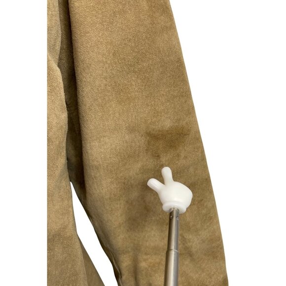 Eddie Bauer Womens Size MED Beige Tan Suede Leather Faux Fur Lined Coat Jacket - Picture 8 of 15